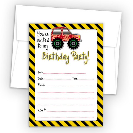 4X4 Truck Fill-In Birthday Party Invitations