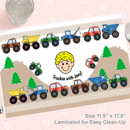 4x4 Trucks Kids Caricature Placemat