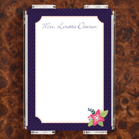Navy Polka Dot Flower Note Sheet Set