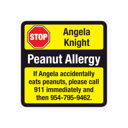 Allergy Alert Labels Square - Peel & Stick Allergy Alert Labels - Black