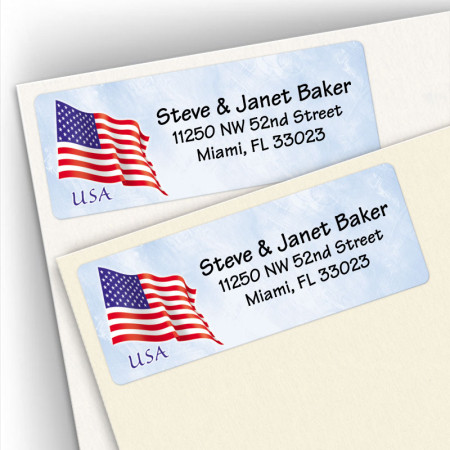 American Flag Address Labels