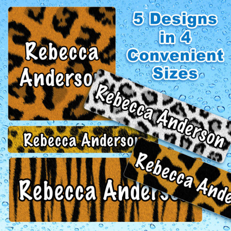 Animal Patterns Waterproof Name Labels For Kids