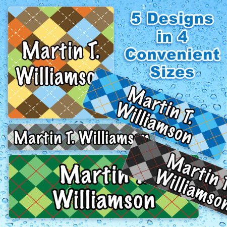 Argyle Waterproof Name Labels For Kids