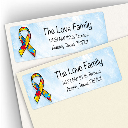 Awareness Ribbon Autism Address Labels