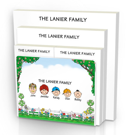 Picket Fence Family Note Pad Set & Acrylic Holder