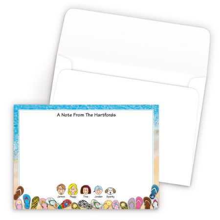 Beach Flip Flops Bordered Family Correspondence Card