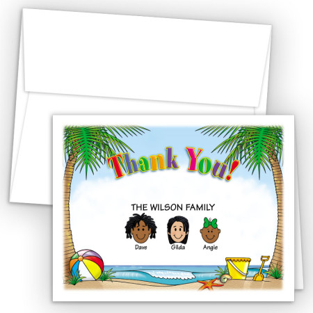 Beach Foldover Family Thank You Card