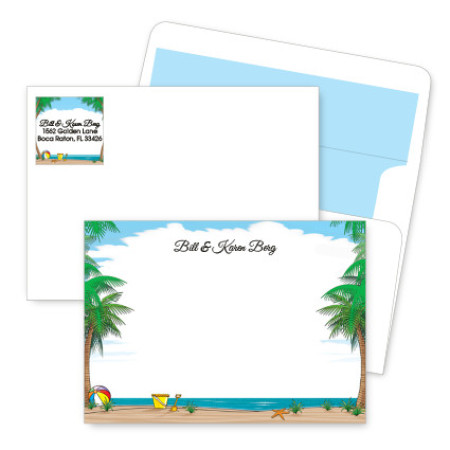 Beach Scene Artistic Correspondence Card Ensembles