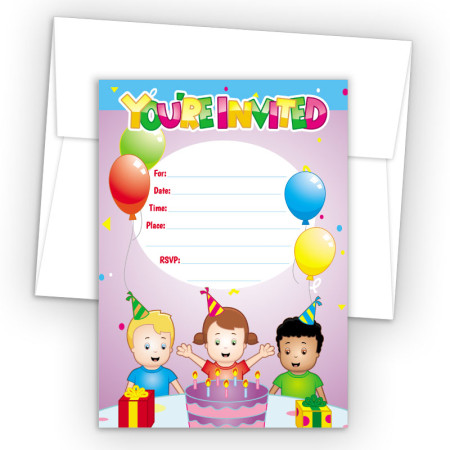 Birthday Cake Fill-In Birthday Party Invitations