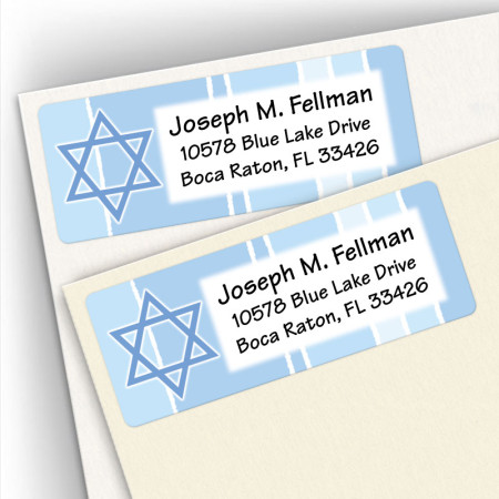 Blue Star of David Address Labels