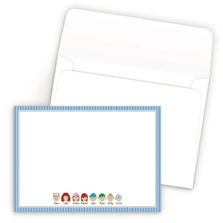 Blue Stripes Bordered Family Correspondence Card