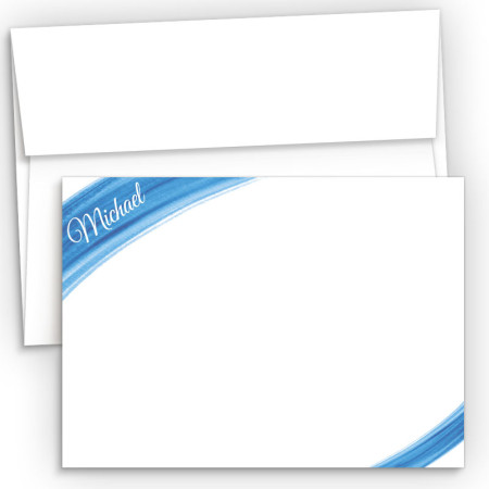 Blue Watercolor Flat Correspondence Cards 