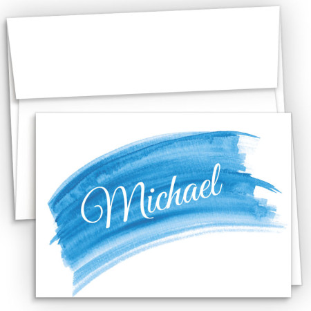 Blue Watercolor Fold Over Note Cards