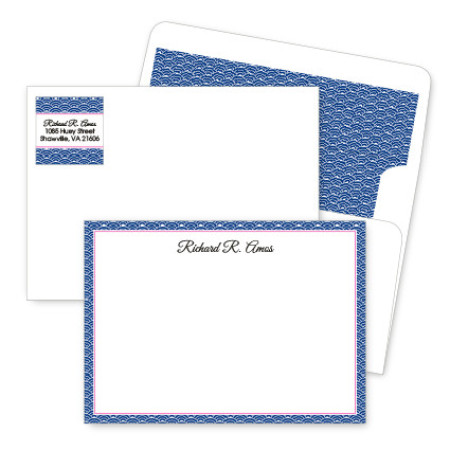 Blue Woodblock Artistic Correspondence Card Ensembles