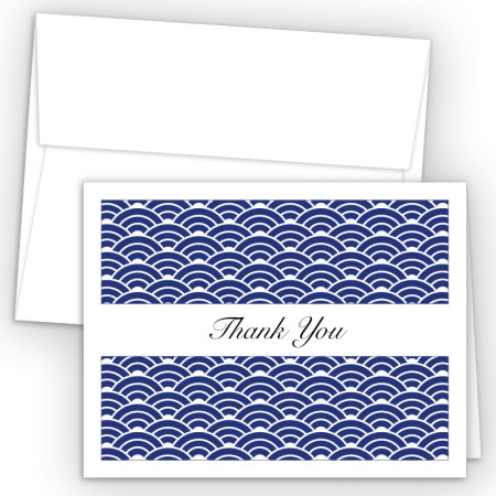 Blue Woodblock Thank You Cards