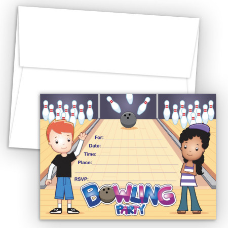 Bowling Fill-In Birthday Party Invitations