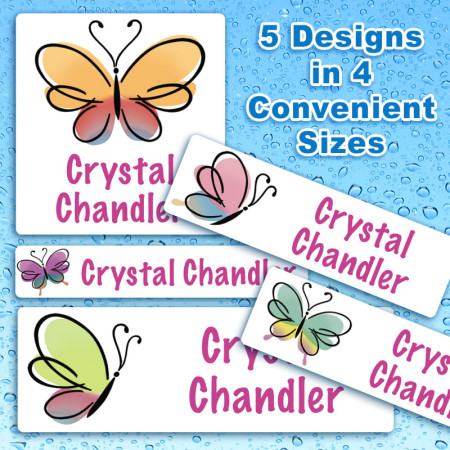 Butterflies 2 Waterproof Name Labels For Kids
