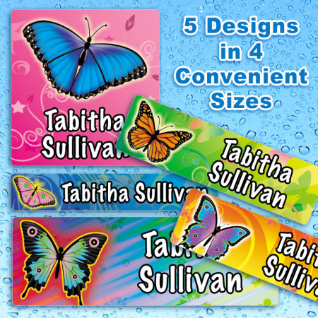 Butterflies 4 Waterproof Name Labels For Kids