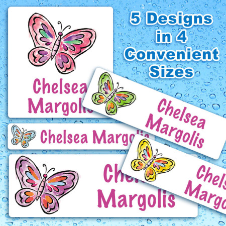 Butterflies 3 Waterproof Name Labels For Kids