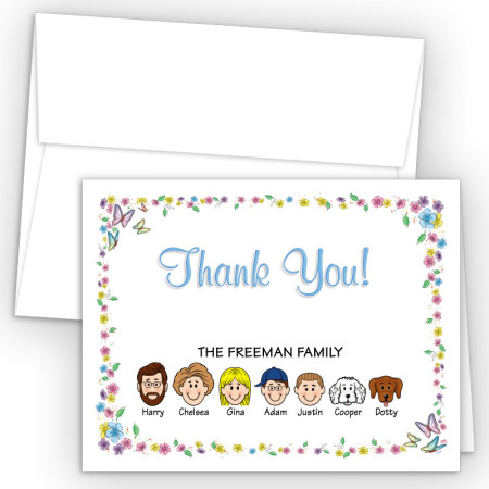 Butterflies Foldover Family Thank You Card