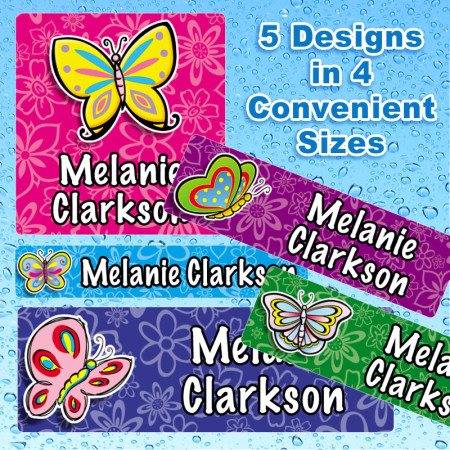 Butterflies Waterproof Name Labels For Kids