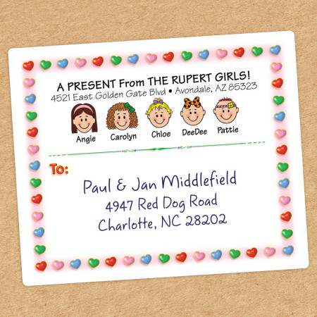 Candy Hearts Family Shipping Label