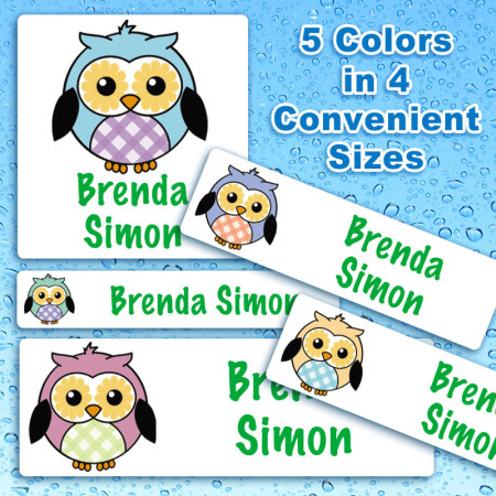 Cheerful Owls Waterproof Name Labels For Kids