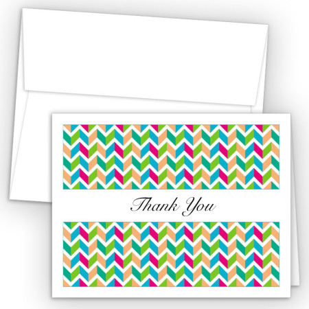 Chevron Green Thank You Cards