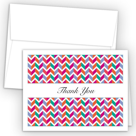 Chevron Magenta Thank You Cards