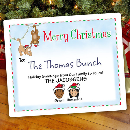 Christmas Monkeys Christmas Gift Label