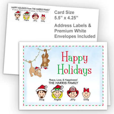 Christmas Monkeys Happy Holidays Fold Note Set