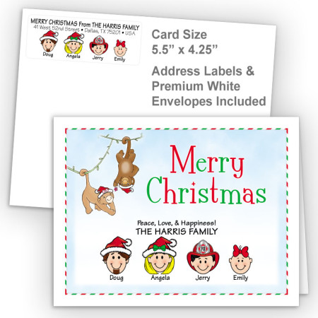 Christmas Monkeys Merry Christmas Fold Note Set