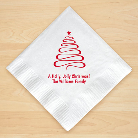 Christmas Tree Design 10 Personalized Christmas Beverage Napkins