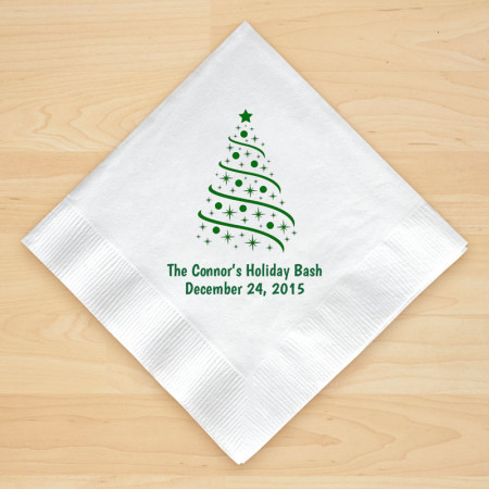 Christmas Tree Design 4 Personalized Christmas Beverage Napkins