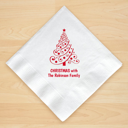Christmas Tree Design 5 Personalized Christmas Beverage Napkins