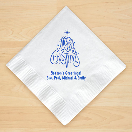 Christmas Tree Design 6 Personalized Christmas Beverage Napkins