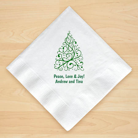 Christmas Tree Design 7 Personalized Christmas Beverage Napkins
