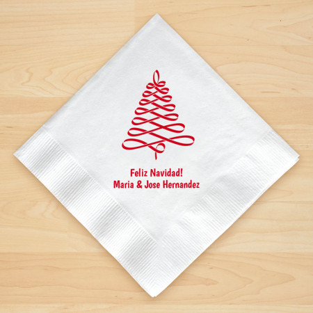 Christmas Tree Design 8 Personalized Christmas Beverage Napkins