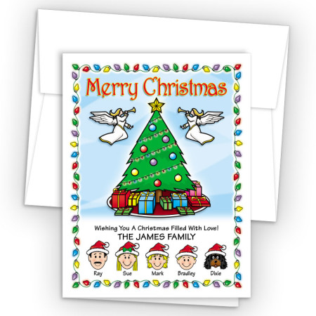 Christmas Tree Merry Christmas Holiday Fold Note Head