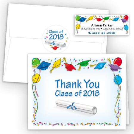 Flying Grad Caps Thank You Card Package