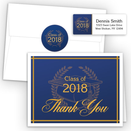 Crest on Blue Thank You Card Package
