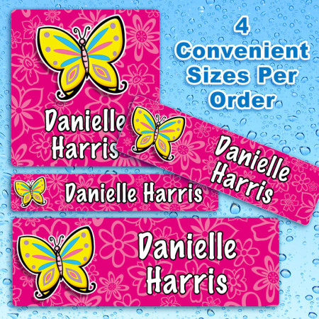 Colorful Butterfly Waterproof Name Labels For Kids