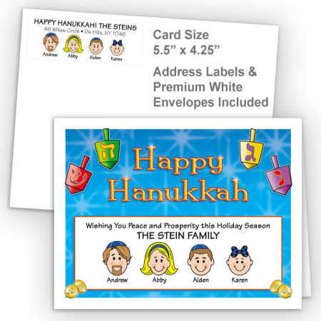 Colorful Dreidels Happy Hanukkah Fold Note Set