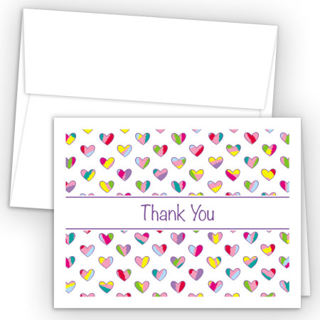 Colorful Hearts Thank You Card