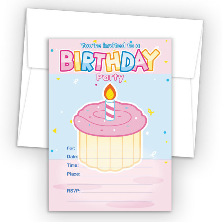 Cupcake Fill-In Birthday Party Invitations