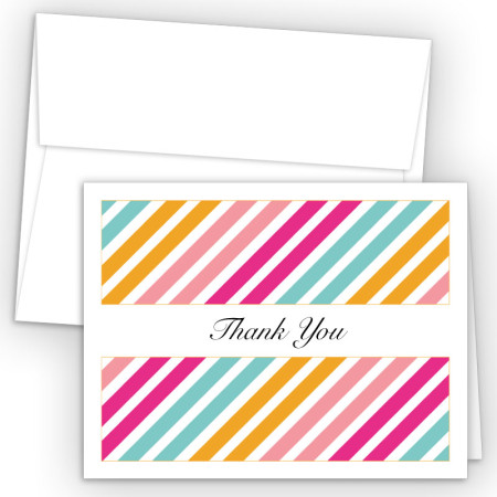 Diagonal Stripes Orange Thank You Cards