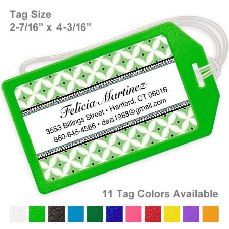 Diamond Pattern Green Luggage Tag