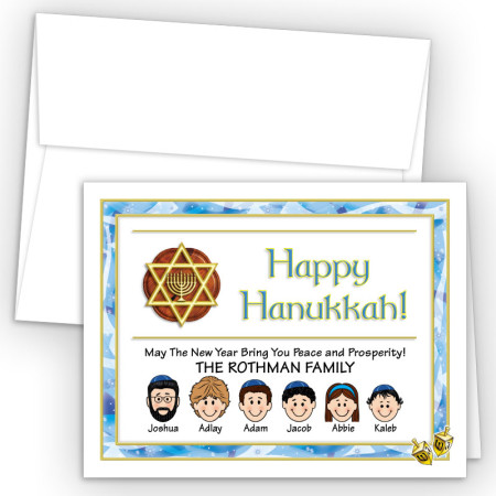 Dreidel Happy Hanukkah Holiday Fold Note Head