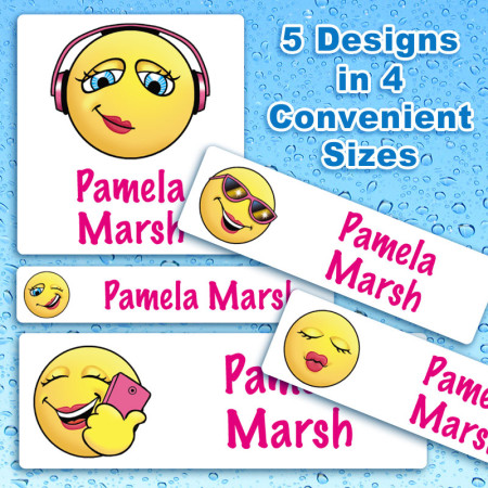 Emoticon Girls Waterproof Name Labels For Kids