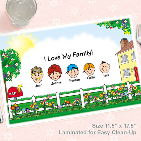 Family Caricature Laminated Placemat